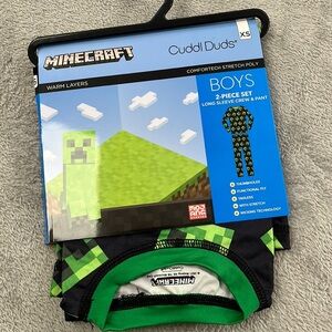 NEW Cuddl Duds XS 2T 3T Black Green Minecraft Base Layer 2 Piece Set